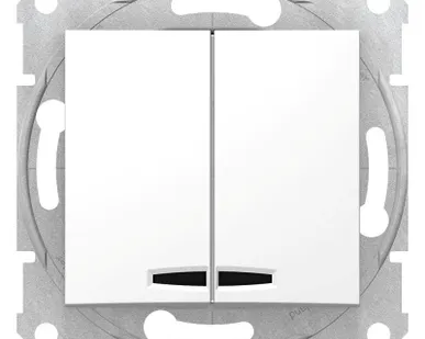 фото Механизм выключателя 2-кл. СП Sedna 10А IP20 (сх. 5а) 250В с син. подсветкой бел. SchE SDN0300321