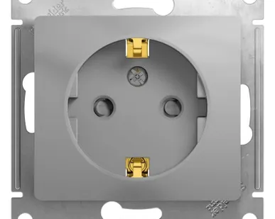 фото Механизм розетки 1-м СП Glossa 16А защ. шторки с заземл. алюм. SchE GSL000345