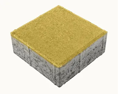 фото Тротуарная плитка Берит Квадрат Желтая 200х200х80 на сером цементе