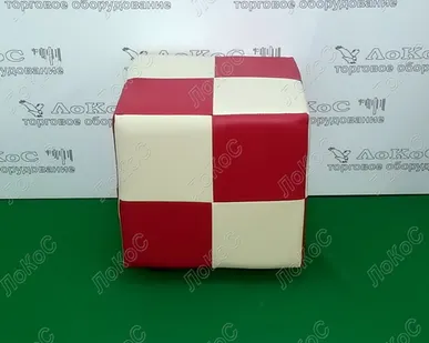 фото Банкетка куб 370х400х400мм, цвет шахмат/беж/красн