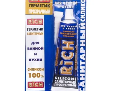 фото Герметик RICH силиконовый санитарный прозрачный 85мл