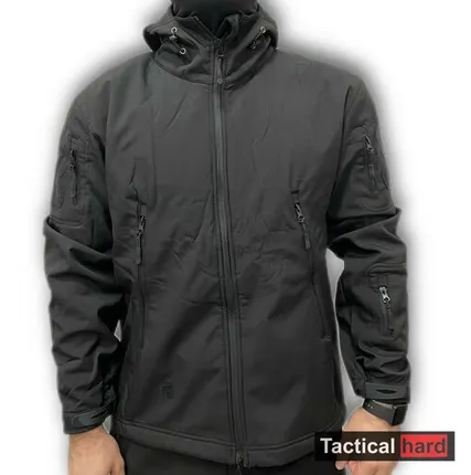 Фото №0 Куртка Soft Shell на флисе черного цвета