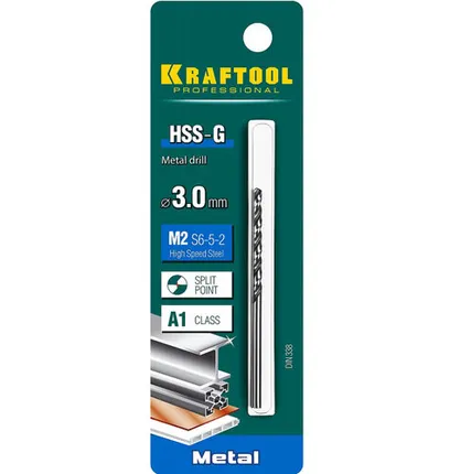 Фото №0 KRAFTOOL HSS-G 3.0 х61мм, Сверло по металлу HSS-G, сталь М2(S6-5-2)