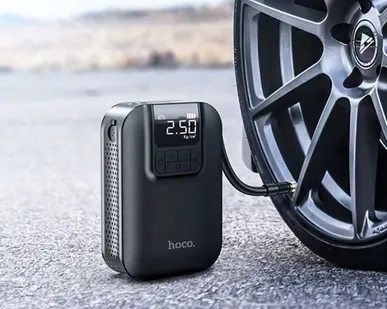 фото Автомобильный портативный компрессор Hoco S53 Breeze, 2500 мАч, 4 режима, чёрный