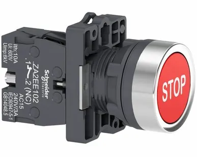 фото Кнопка красная с возвратом d22, "STOP", 1НЗ, XA2 XA2E...
