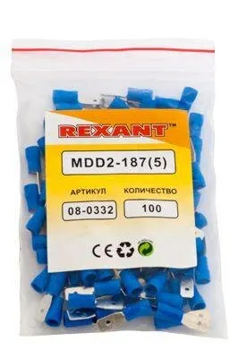 Фото №2 Клемма плоская изол. (штекер) (VM 2-187(8)) REXANT 08-0332
