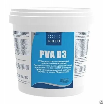 Фото №0 Клей ПВА Kiilto D3 1 кг