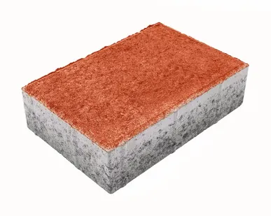 фото Тротуарная плитка Берит Прямоугольник Оранжевая 300х200х80 на белом цементе