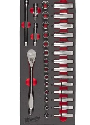 Фото №0 Ложемент Milwaukee с головками и трещоткой 3/8˝ - 28 ед. (1 шт)