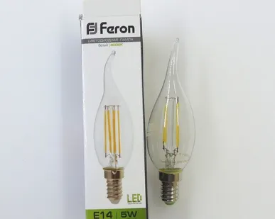 фото Лампа светодиодная LED 5вт Е14 теплый свеча  FILAMENT (LB-59)