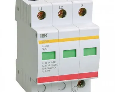 фото Ограничитель перенапряжения ОПС1-D 3п 5кА 230В ИЭК