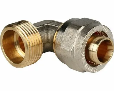 фото Угольник-переходник STOUT с наружной резьбой 3/4 х20 для металлопластиковых труб винтовой