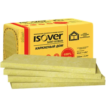 Фото №0 Утеплитель ИЗОВЕР Каркасный Дом 50х600х1000мм 8шт 4,8м2 0,24м3