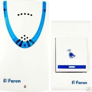 фото Звонок дверной беспроводной Feron Е-222, электрический 32 мелодии белый/син