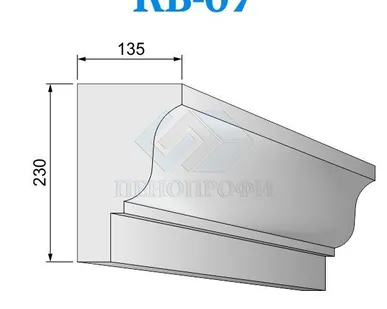 фото Фасадные венчающие карнизы из пенопласта (пенополистирола) КВ-07 ПСБ-С-25Ф