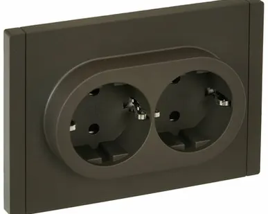 фото FORTE&PIANO Розетка 2-местная с заземлением с защитными шторками безвинтовое крепление 16А FP323 серый IEK