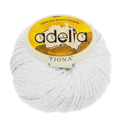 Фото №0 Пряжа ADELIA "FIONA" 50% шерсть, 50% акрил 50 г 90 м №002 БЕЛЫЙ