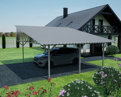 фото Односкатный навес №33 из металлочерепицы 6,9х6,3 м