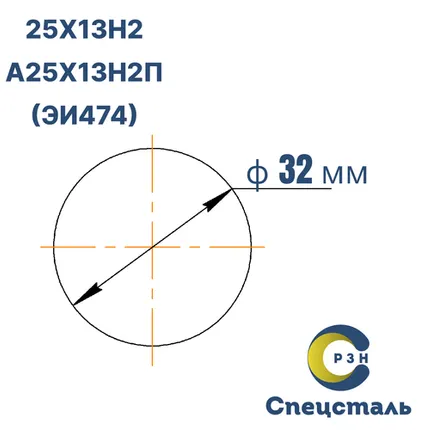 Фото №0 Круг А25Х13Н2П (ЭИ474), 424.4 кг (на 17.04.2025), 32 мм
