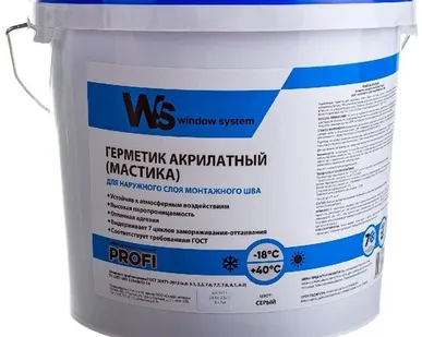 фото WINDOW SYSTEM Акриловый Герметик для Наружного Монтажного Шва (Серый), RAL 7004, Ведро 7 кг.