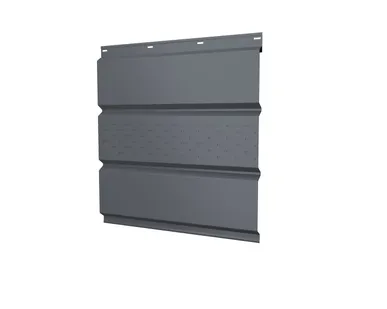 фото Софит металлический центральная перфорация 0,45 РЕ с пленкой RAL 9006 бело-алюминиевый