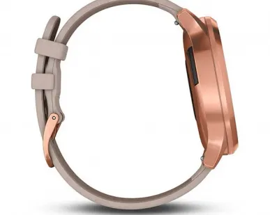 фото Часы Garmin Vivomove HR Premium розовое золото с бежевым кожаным ремешком