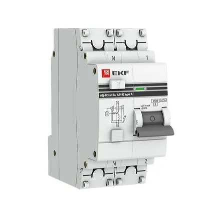 Фото №0 EKF Выключатель автоматический дифференциальный АД-32 1п+Н 63А 30мА AC C PROxima EKF