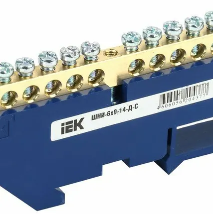 Фото №0 Шина IEK Шина N "ноль" ШНИ-6х9-14-Д-С (YNN10-69-14D-K07)