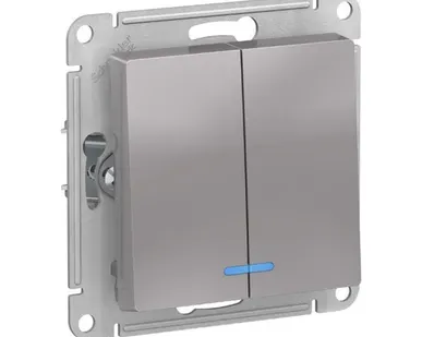 фото Schneider Electric Механизм выключателя 2-кл. СП AtlasDesign 10А IP20 10AX с подсветкой алюм. ATN000353 Schneider Electric