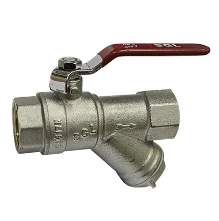 Фото №0 Кран шаровой SGL Ду 20 никел. латунь, муфта-муфта, ручка "рычаг", c фильтром