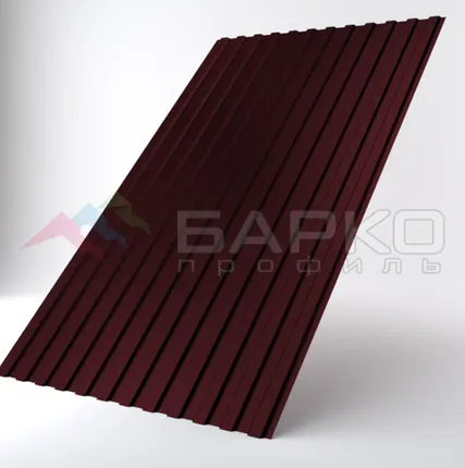 Фото №0 Профлист С-10 -1170 мм (1100 мм) 00000689/7 Коричнево-красный RAL 3011 Полиэстер 0.7