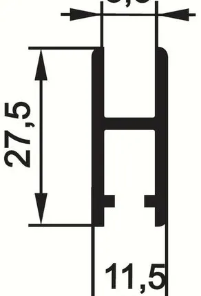 Фото №0 Н-профиль для стеклянных дверей 5,05 м анод (серебро) Е12