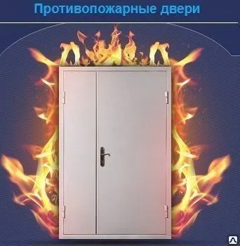 Фото №0 Противопожарная дверь, Ei60, двупольная, цвет RAL 7035 (2100х1400) с остек.