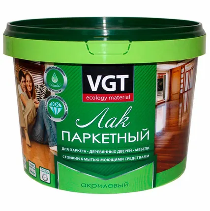 Фото №0 Лак паркетный водный VGT полуматовый 0,9 л 6