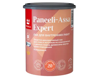 фото Лак для дерева Tikkurila Paneeli-Assa Expert (Панели-Ясся), акрилатный, полуматовый, база EP, 0,9 л
