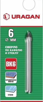 Фото №0 Сверло по кафелю, керамике, стеклу ф 6мм URAGAN