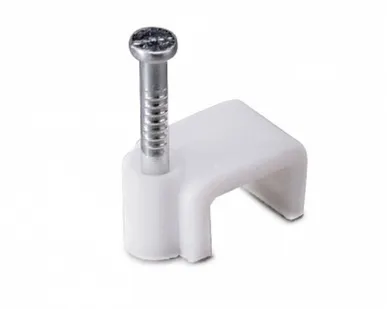 фото Скоба крепежная квадратная плоская 10мм 50шт. белая