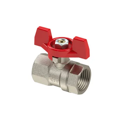 Фото №0 Кран шаровой ручка бабочка, латунь, внутренняя/внутренняя резьба 1_1/4",PN25 индивидуальная упаковка, никель, RTP