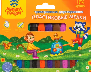 фото Пластилин со стеком Мульти-пульти Приключения Енота, 12цветов