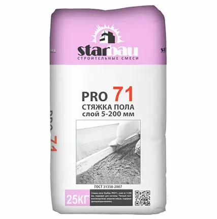 Фото №0 Стяжка для пола StarBau PRO 71 5-200мм 25кг