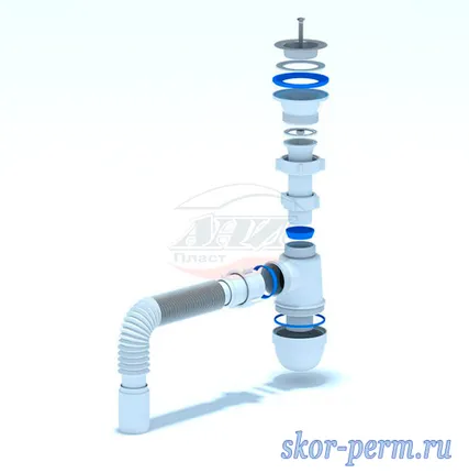 Фото №2 АНИ С0105 Сифон бутылочный 1-1/2*40 с гофр 40/40