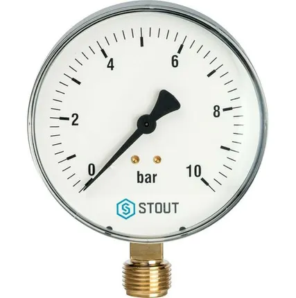Фото №0 STOUT Манометр радиальный. Корпус Dn 100 мм 1/2, 0...10 бар, кл.2.5