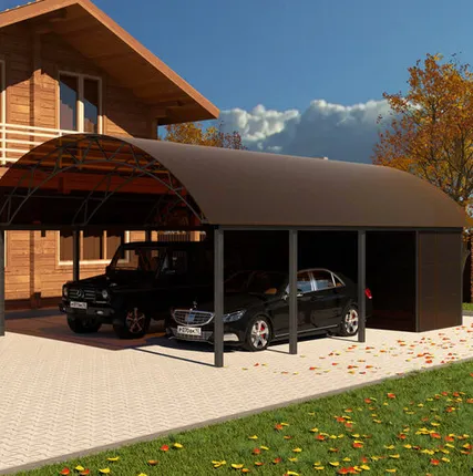 Фото №0 Арочный навес №8 из поликарбоната с хозблоком 6,2х8,4 м