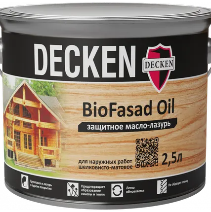 Фото №0 Защитное масло-лазурь Decken BioFasad Oil капучино 2,5л