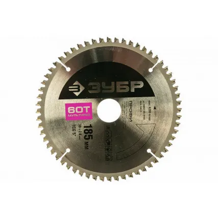 Фото №0 Диск пильный ПРОФИ Мультирез по алюминию, ламинату, пластику, ДСП (185х30 мм; 60Т) Зубр