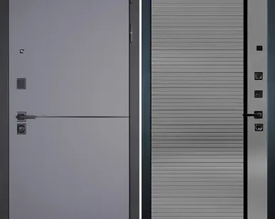 фото Входная дверь Гранд Модерн софт Графит-121 шагрень серая