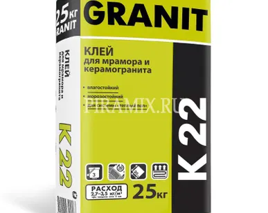 фото Клей Granit К-22 для мрамора и керамогранита 25 кг 7468