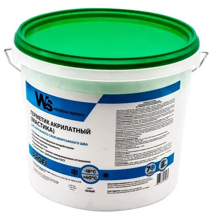 Фото №0 WINDOW SYSTEM Акриловый Герметик для Наружного Монтажного Шва (Белый), Ведро 7 кг.