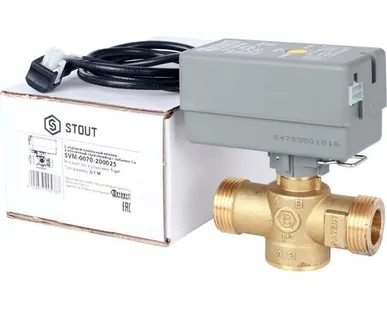 фото STOUT 2-Ходовой зональный клапан, сервопривод 230V, с 3-х жильным кабелем 1м., НР 1