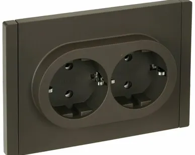 фото FORTE&PIANO Розетка 2-местная с заземлением без защитных шторок безвинтовое крепление 16А FP324 серый IEK